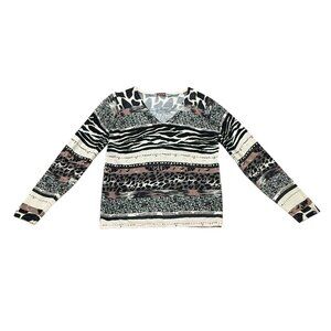 Vintage Y2K Carol Rose Animal Print Long Sleeve Top